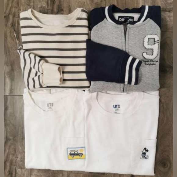 Boys 9-10 1 Long Sleeve & 1 Sweater & 2 T-Shirts - Picture 1 of 1